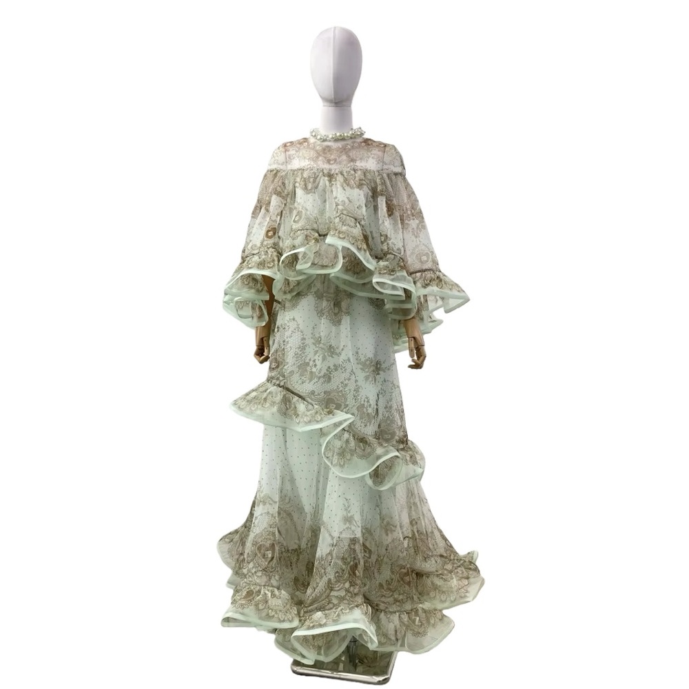 Elegant Floral Ruffle Gown